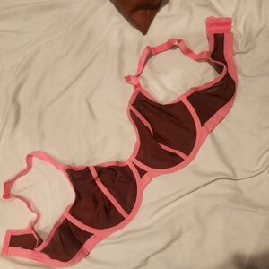 Cacique Pink and Brown Bra with Underwire Support